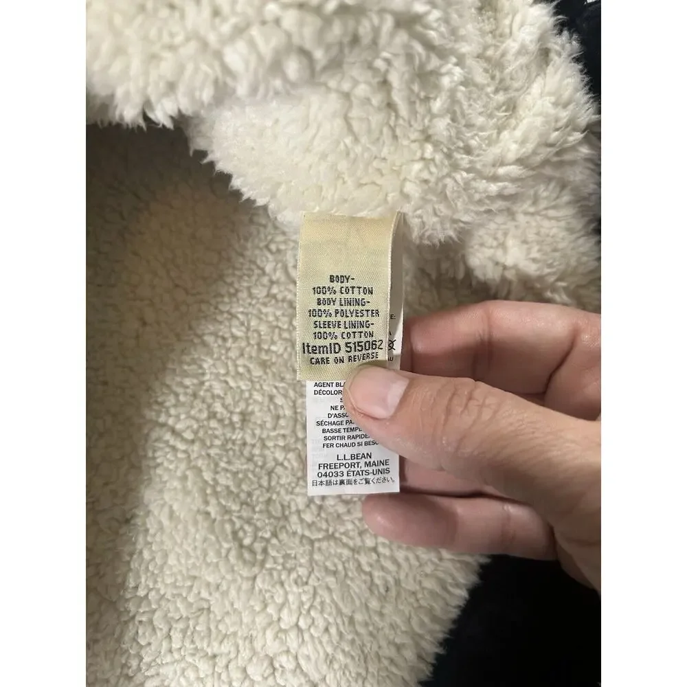 LL Bean Corduroy Sherpa Lined Button Shacket Womens Size Small Black Chore Cozy - Picture 6 of 10